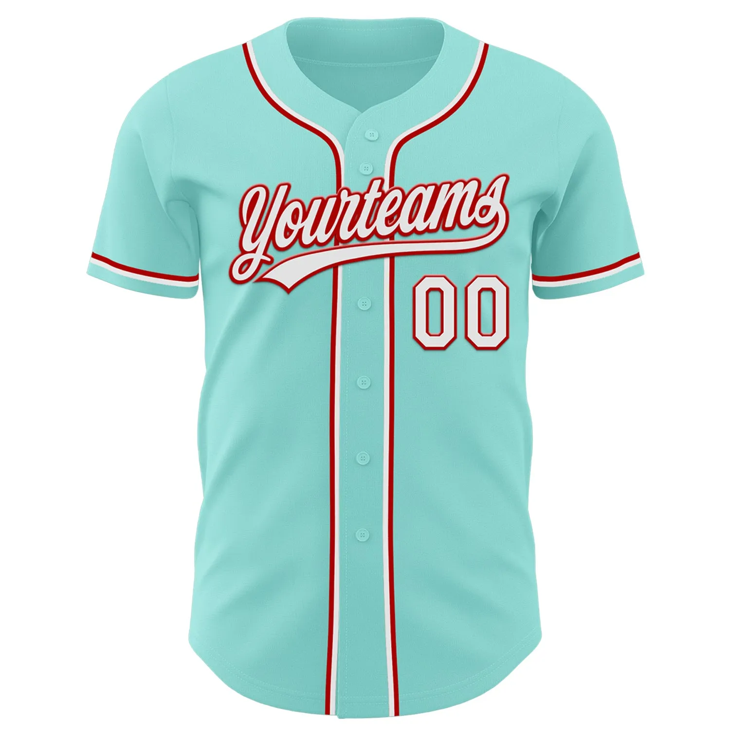 Custom Ice Blue White-Red Authentic Baseball Jersey