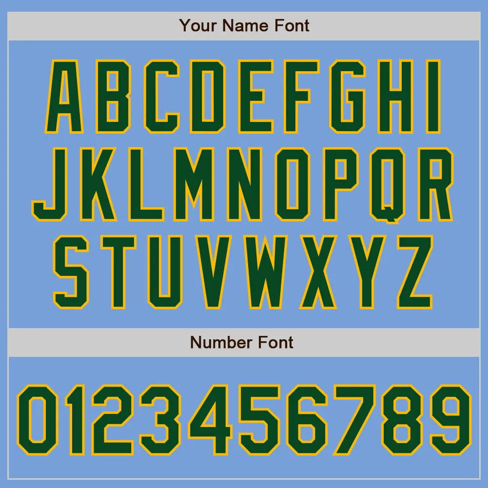 Custom Light Blue Green-Gold Authentic Two Tone Baseball Jersey