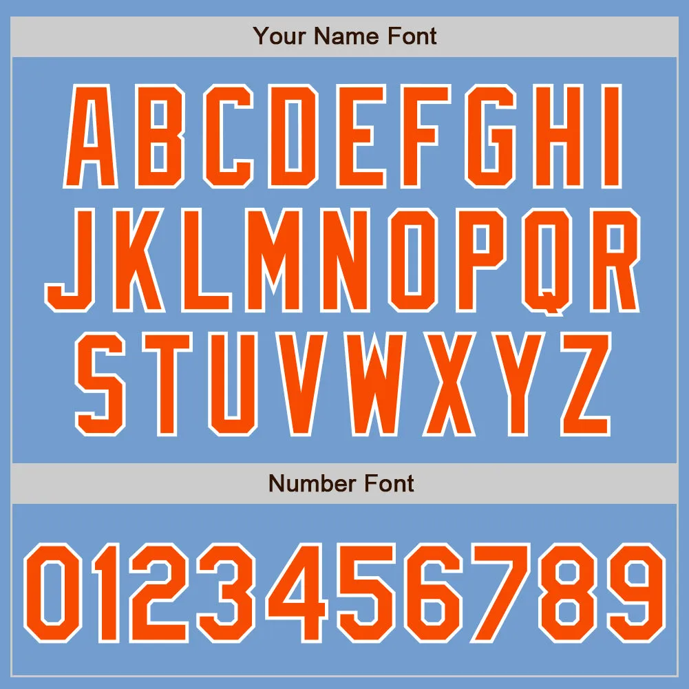 Custom Light Blue Orange-White Authentic Baseball Jersey