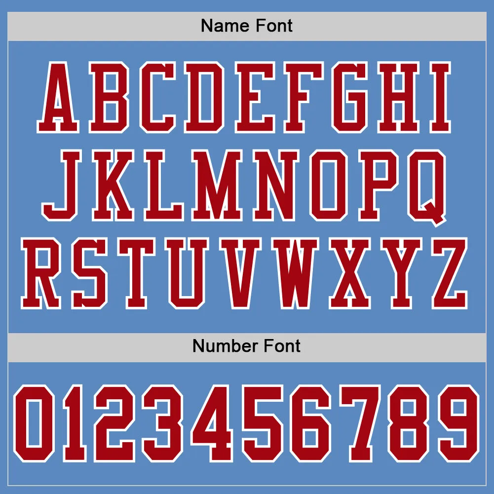 Custom Light Blue Red-White Mesh Authentic Football Jersey