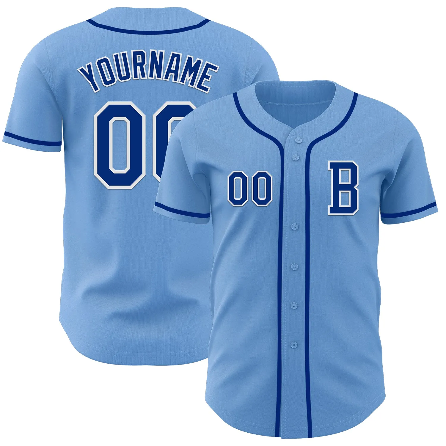 Custom Light Blue Royal-White Authentic Baseball Jersey