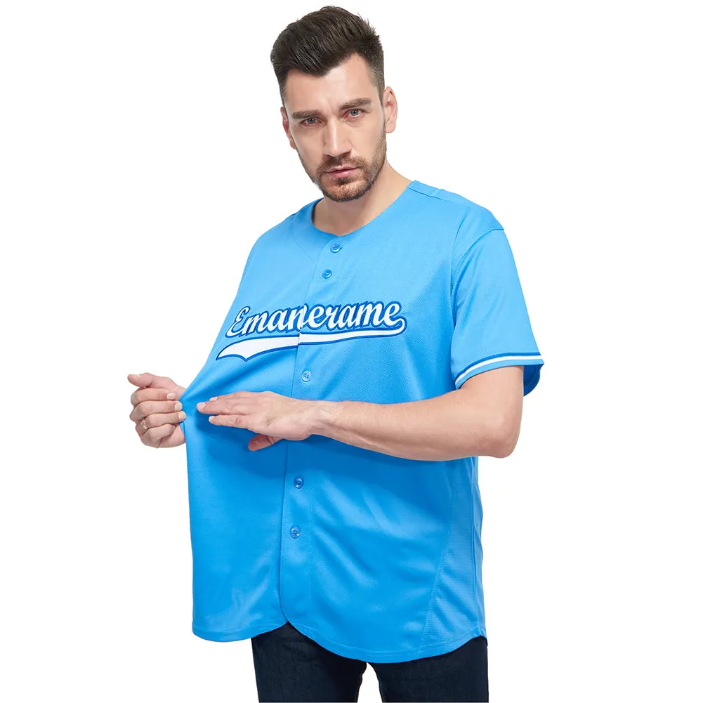 Custom Light Blue White-Royal Authentic Baseball Jersey