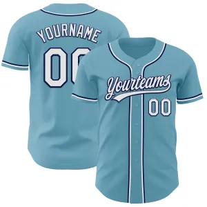 Custom Shadow Blue White-Navy Authentic Baseball Jersey
