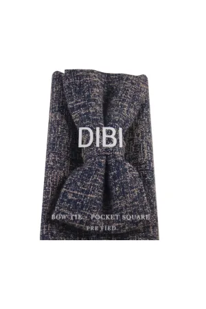 Dark Navy & White Heather Pre Tie Bow Tie   Pocket Square