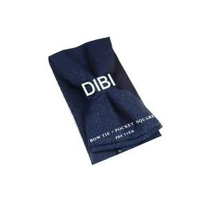 Dark Navy Textured Pre Tie Bow Tie   Pocket Square