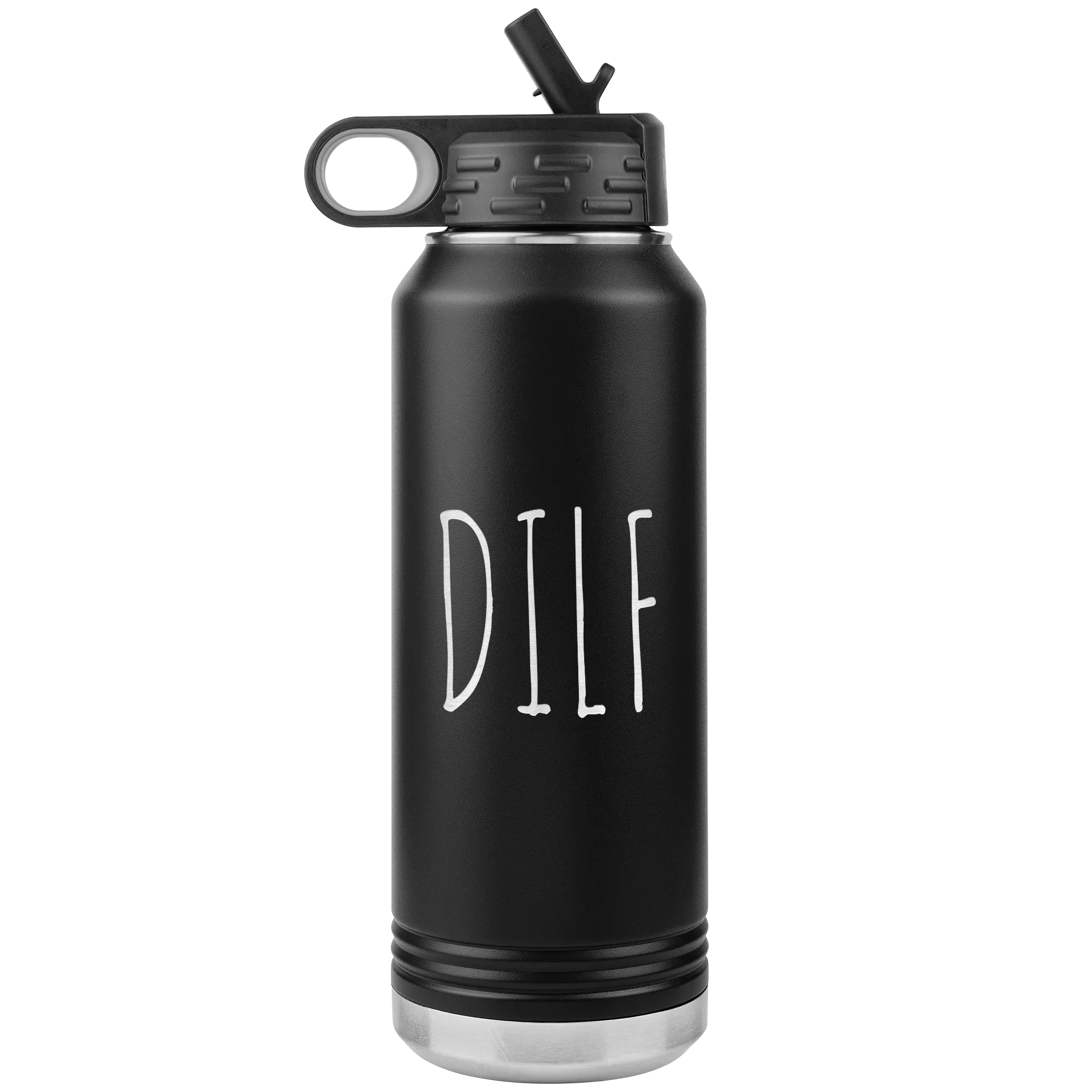 DILF Water Bottle For New Dad Funny Father's Day Gift Baby Shower Future Dad Pregnant Congratulations 32oz BPA Free