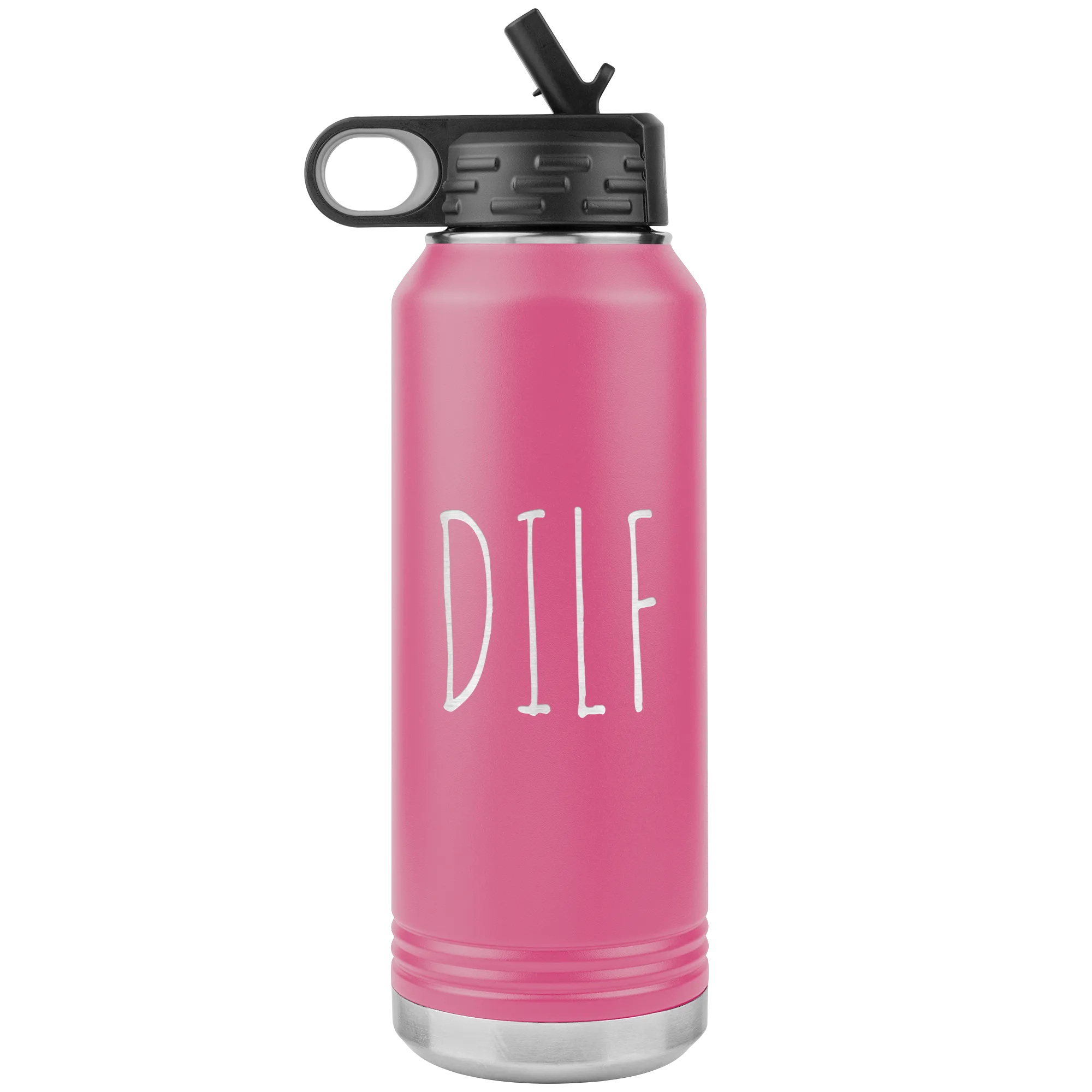 DILF Water Bottle For New Dad Funny Father's Day Gift Baby Shower Future Dad Pregnant Congratulations 32oz BPA Free