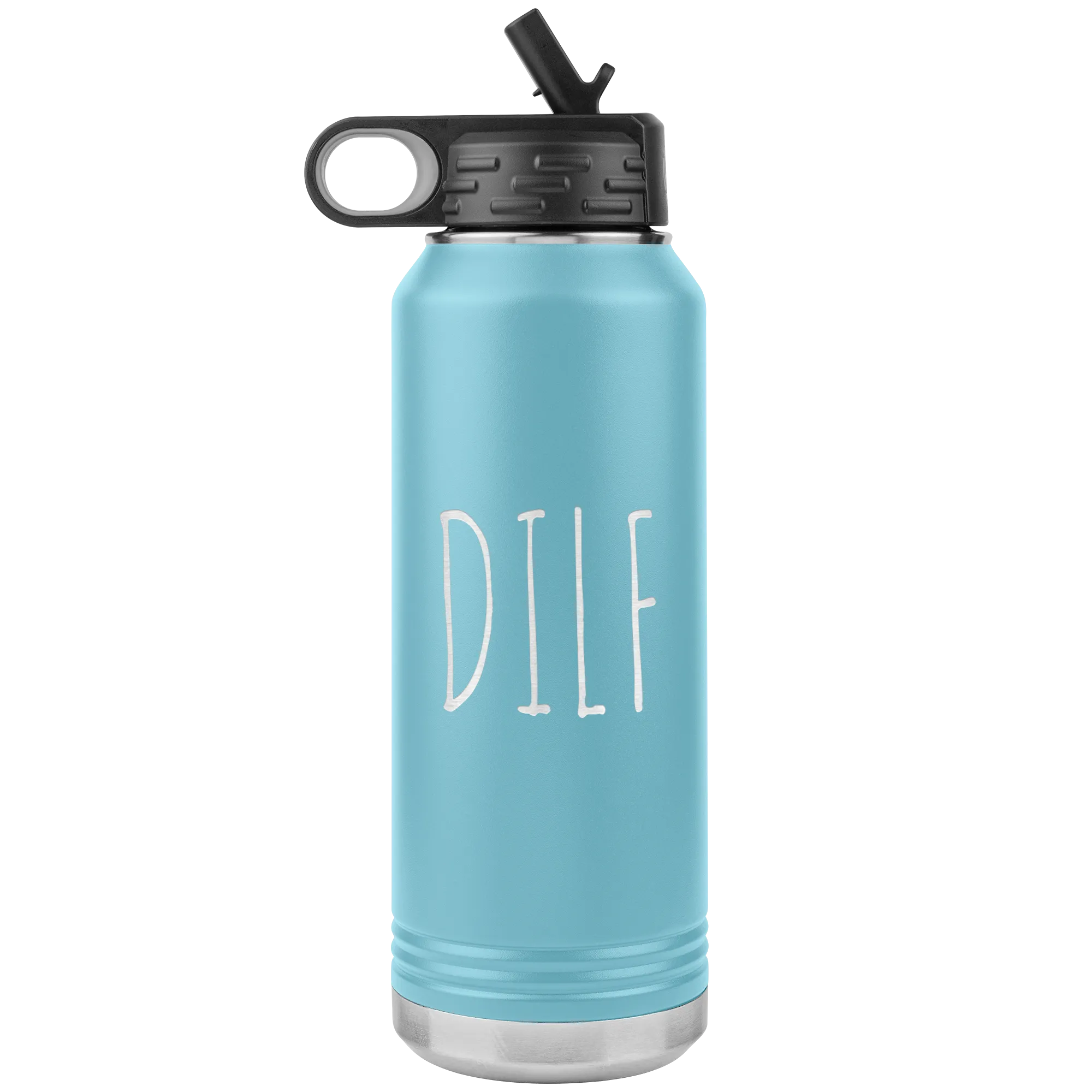 DILF Water Bottle For New Dad Funny Father's Day Gift Baby Shower Future Dad Pregnant Congratulations 32oz BPA Free