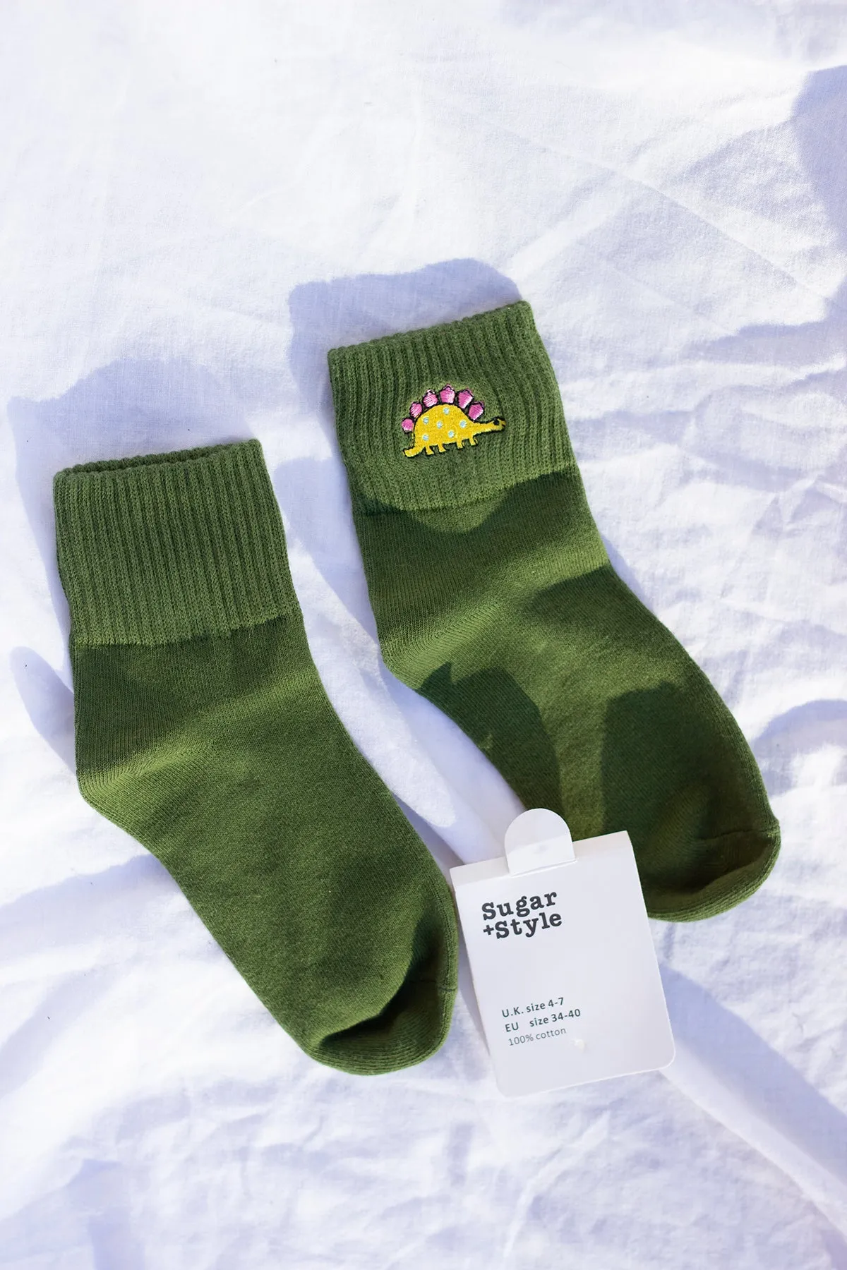 Dinosaur Embroidered Socks
