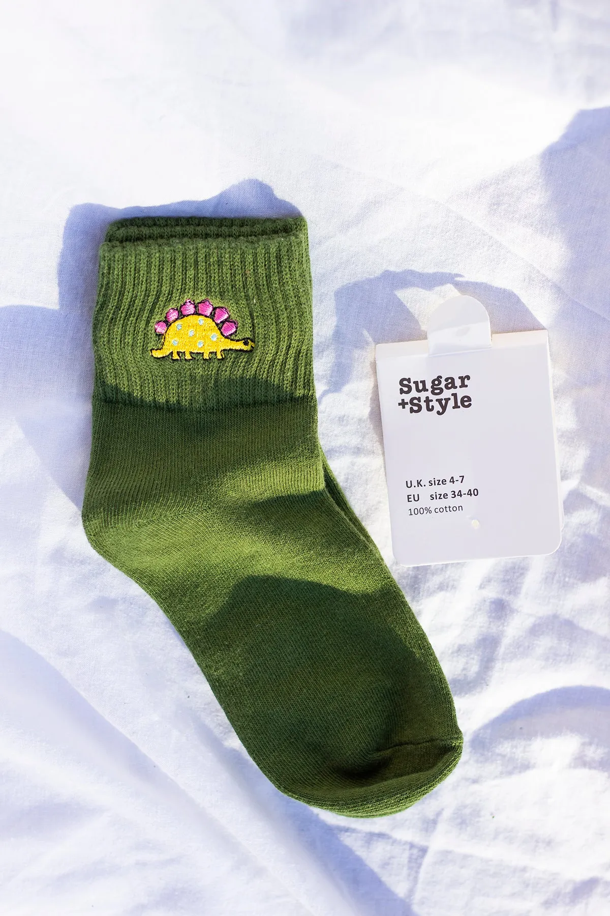 Dinosaur Embroidered Socks