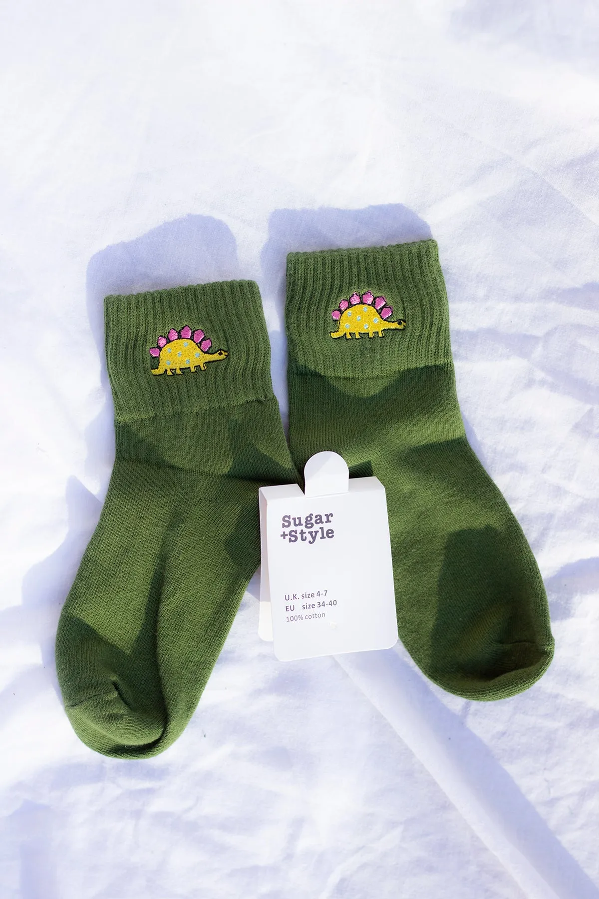Dinosaur Embroidered Socks