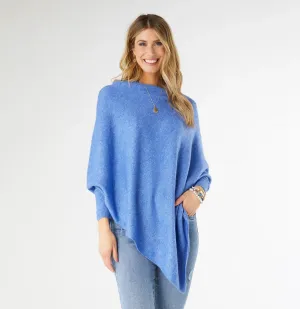 Dylan Sweater Poncho - Cobalt