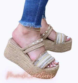 Embellished Silver Espadrille Sandals