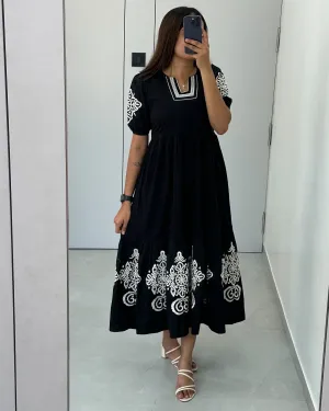Embroidered Botanical Maxi Dress