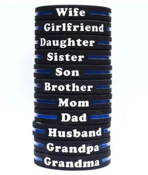Family Thin Blue Line Police Personalized Bracelet