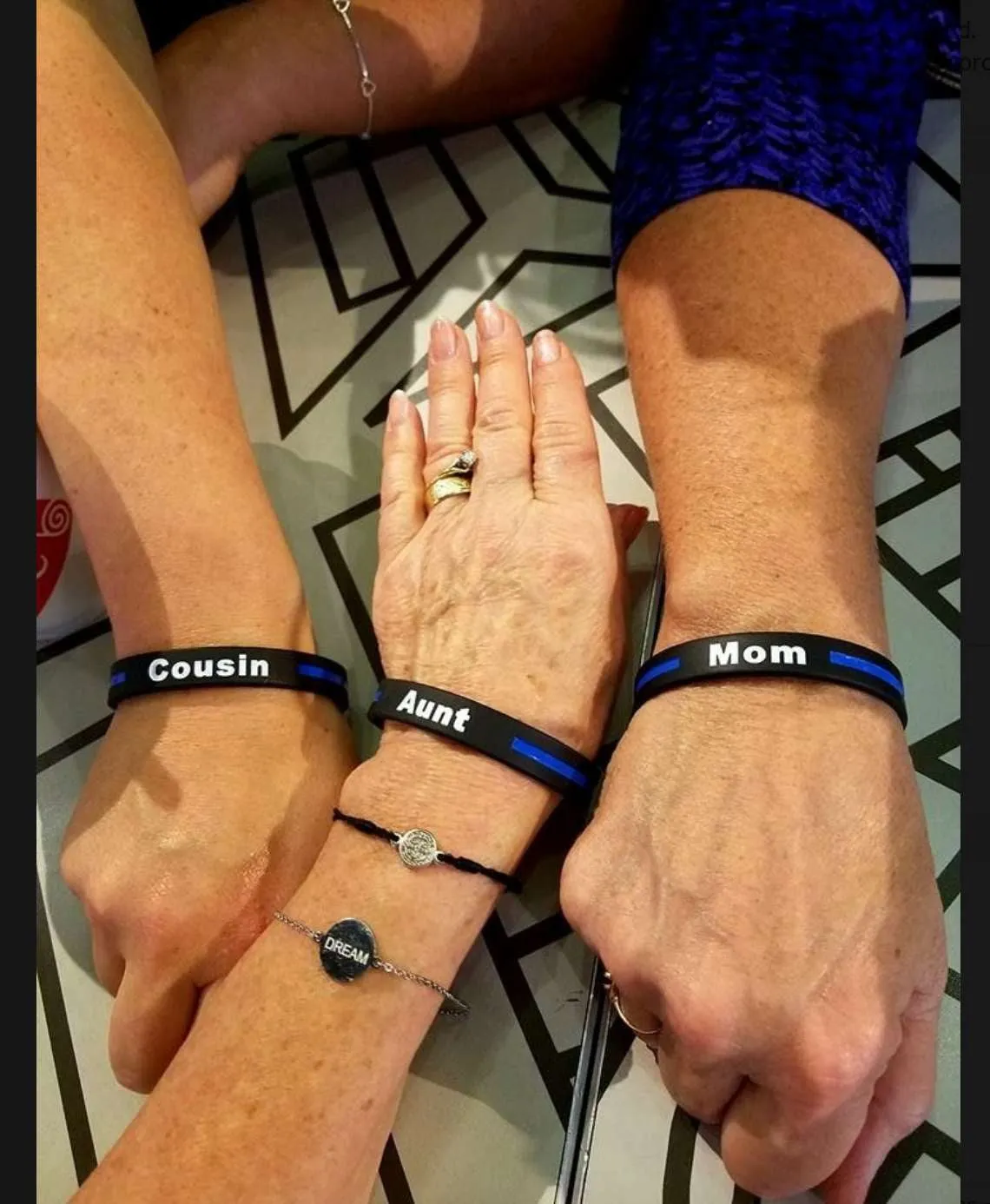 Family Thin Blue Line Police Personalized Bracelet