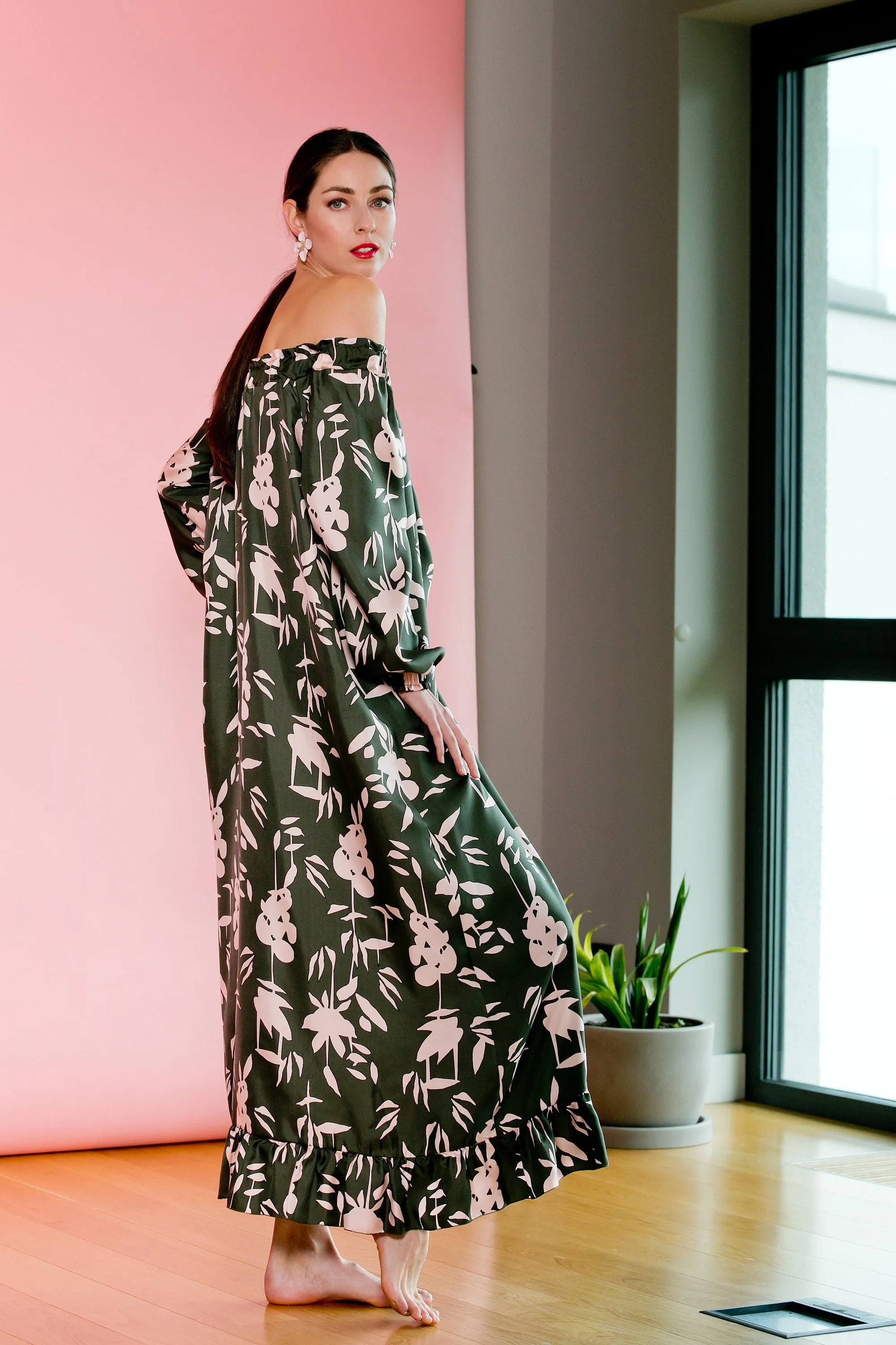 Floral dress, kaftan maxi dress, women dress, 50s dress, floral maxi dress, summer dress, plus size clothing, maternity dress,  154.482