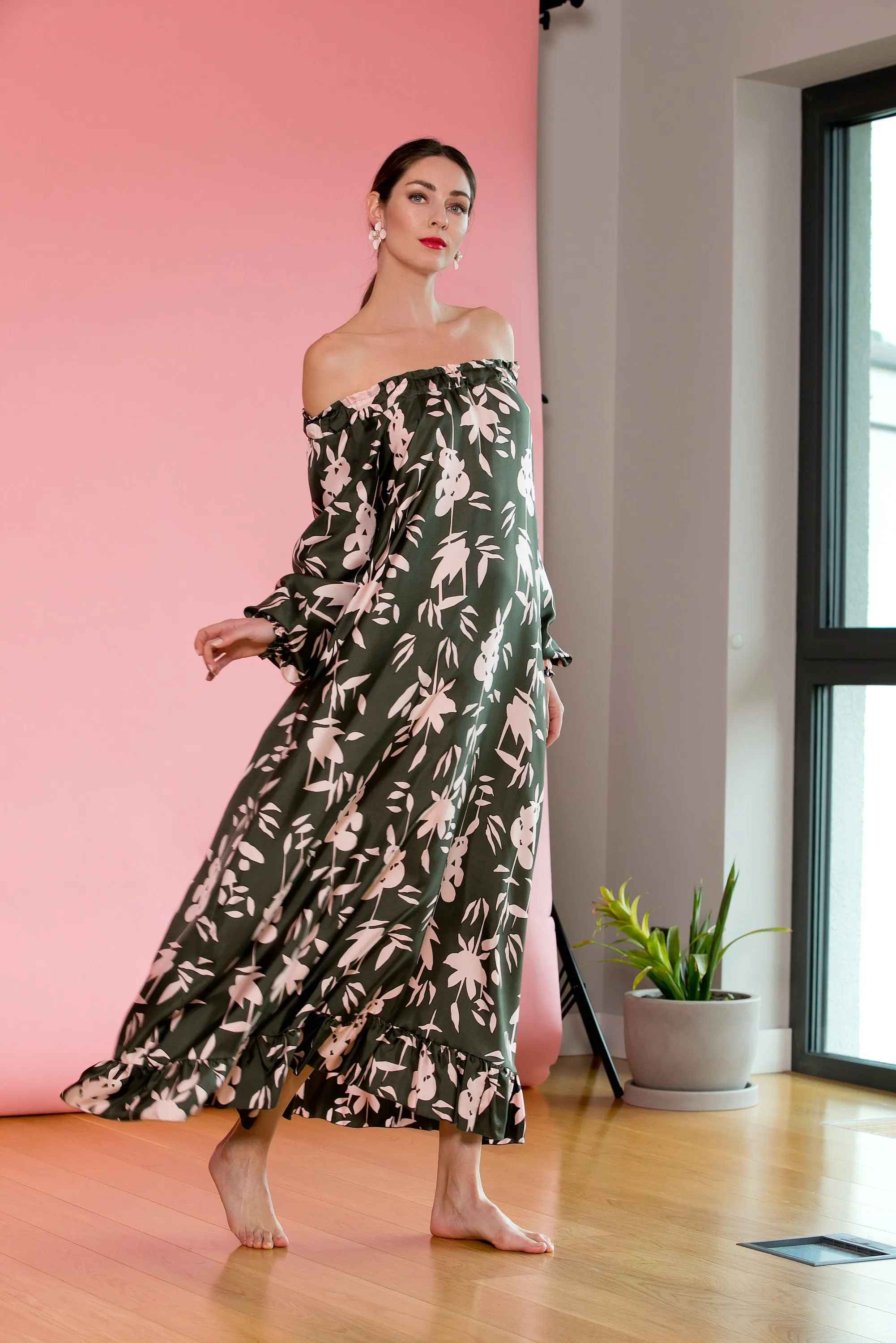 Floral dress, kaftan maxi dress, women dress, 50s dress, floral maxi dress, summer dress, plus size clothing, maternity dress,  154.482