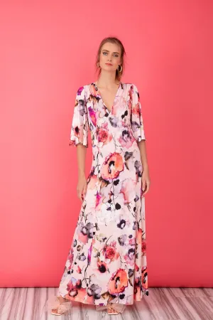 Floral dress, maxi dress, boho dress, bell sleeve dress, bohemian dress, summer dress, plus size clothing, maternity dress, elegant dress