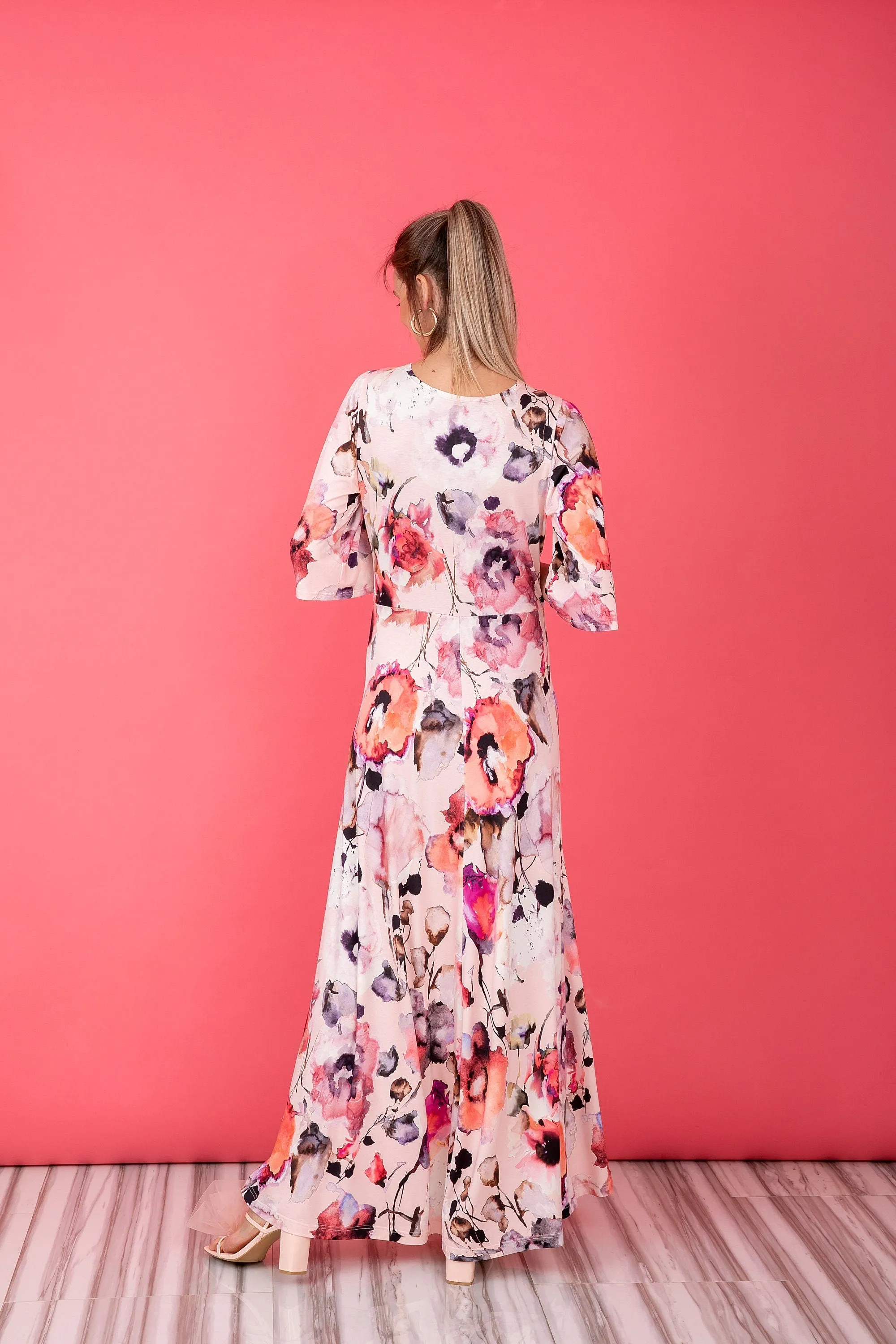 Floral dress, maxi dress, boho dress, bell sleeve dress, bohemian dress, summer dress, plus size clothing, maternity dress, elegant dress