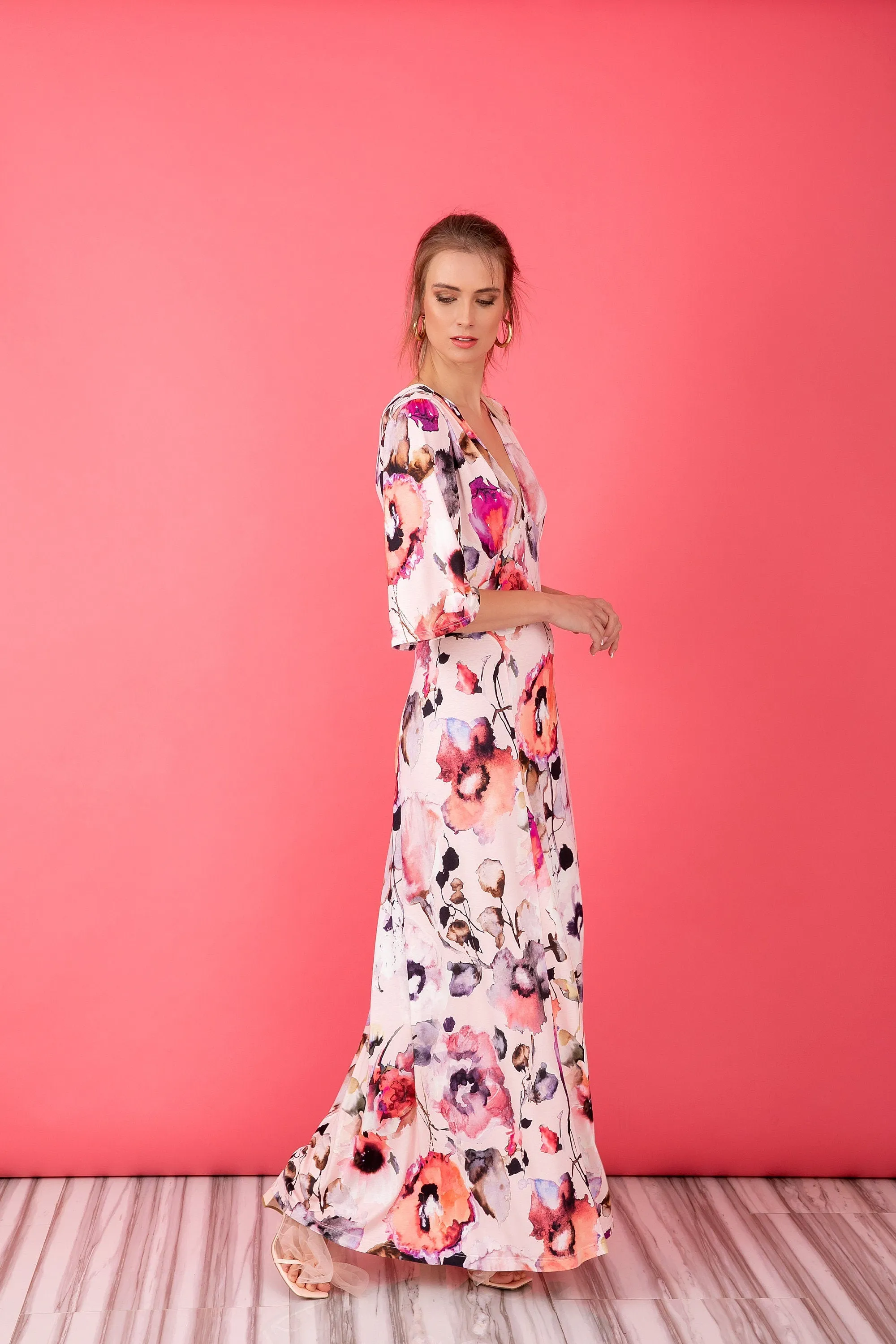 Floral dress, maxi dress, boho dress, bell sleeve dress, bohemian dress, summer dress, plus size clothing, maternity dress, elegant dress