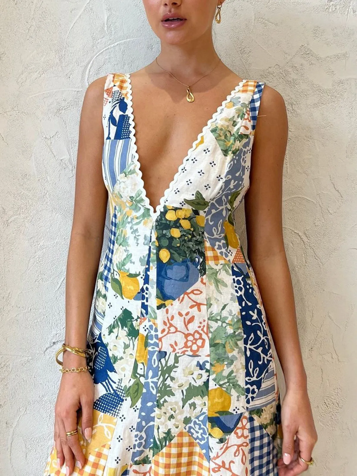 Floral Maxi Dress | Deep V-Neck | Lightweight & Elegant