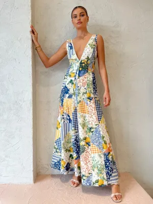 Floral Maxi Dress | Deep V-Neck | Lightweight & Elegant