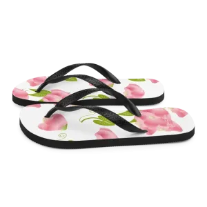 Floral Slip Resistant Flip Flops with Pink Flowers