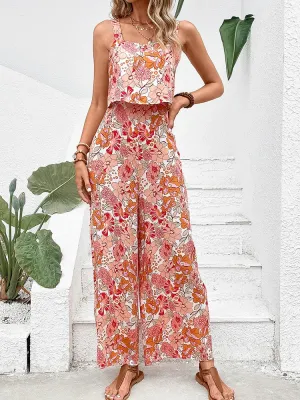 Floral Wide-Leg Jumpsuit | Lightweight Polyester | Colorful and Playful