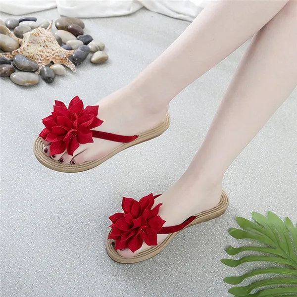 Flower Summer Flip Flops Shoes Beach Casual Sandal Slippers for Girls