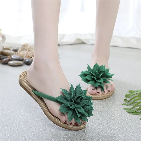 Flower Summer Flip Flops Shoes Beach Casual Sandal Slippers for Girls