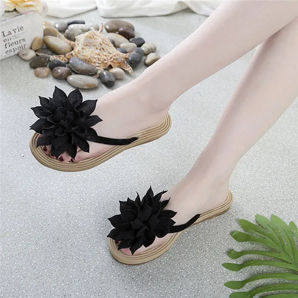 Flower Summer Flip Flops Shoes Beach Casual Sandal Slippers for Girls