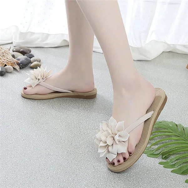 Flower Summer Flip Flops Shoes Beach Casual Sandal Slippers for Girls