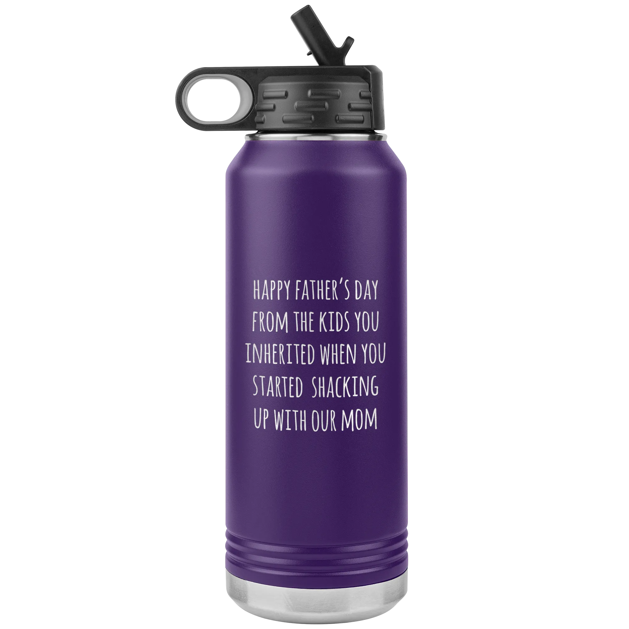 Funny Stepdad Gift From Kids Happy Father's Day From the KIDS You Inherited Water Bottle Insulated Tumbler 32oz BPA Free