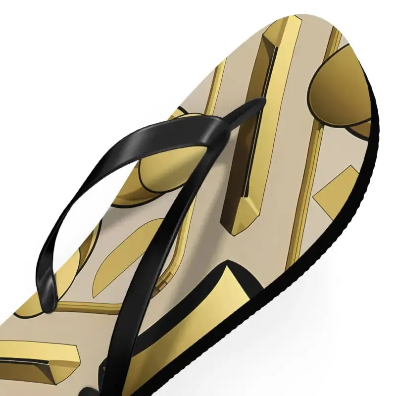 Gold Abstract Flip Flops Summer Vibes for Beach Parties
