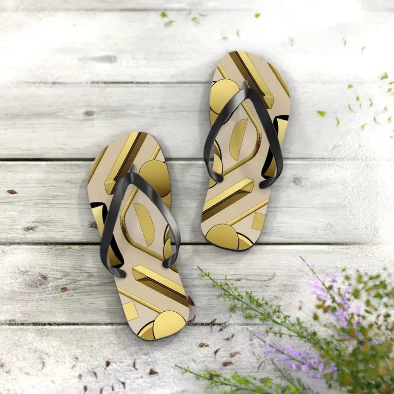 Gold Abstract Flip Flops Summer Vibes for Beach Parties