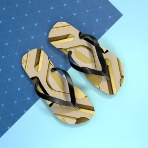 Gold Abstract Flip Flops Summer Vibes for Beach Parties