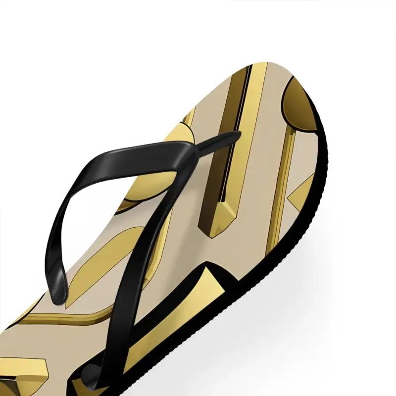Gold Abstract Flip Flops Summer Vibes for Beach Parties