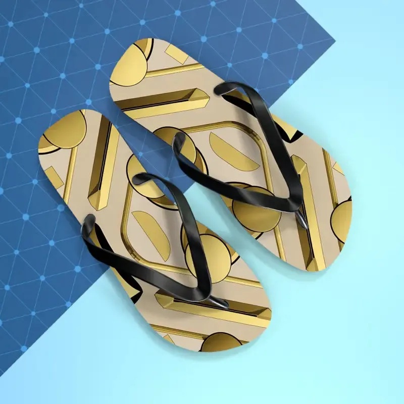 Gold Abstract Flip Flops Summer Vibes for Beach Parties