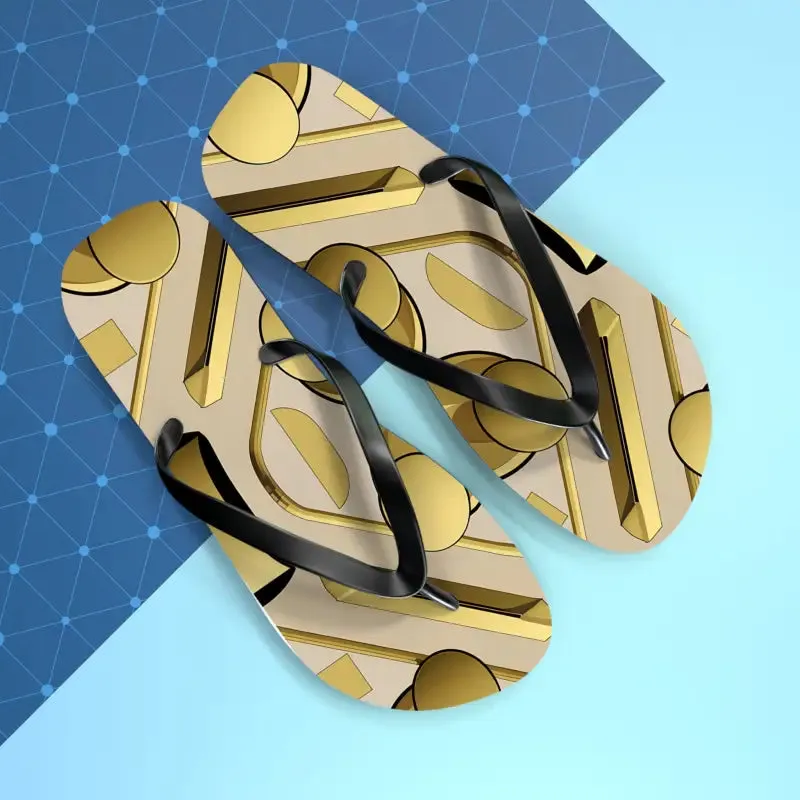 Gold Abstract Flip Flops Summer Vibes for Beach Parties