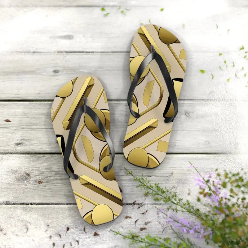 Gold Abstract Flip Flops Summer Vibes for Beach Parties