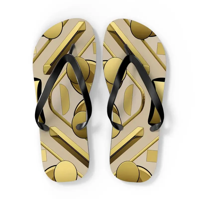 Gold Abstract Flip Flops Summer Vibes for Beach Parties