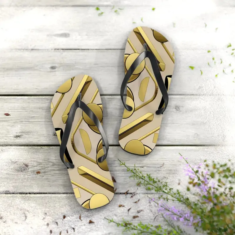 Gold Abstract Flip Flops Summer Vibes for Beach Parties