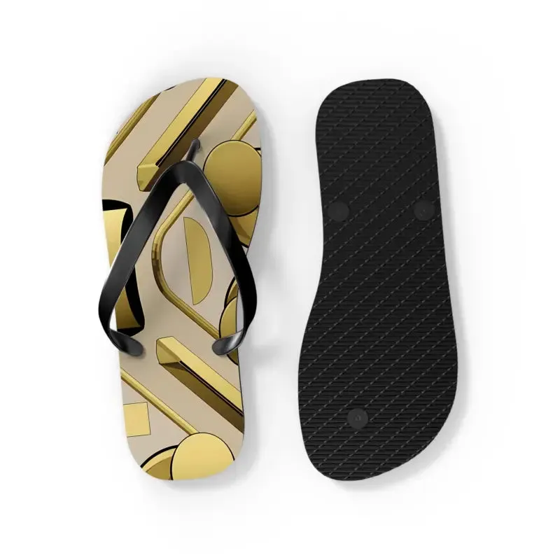 Gold Abstract Flip Flops Summer Vibes for Beach Parties