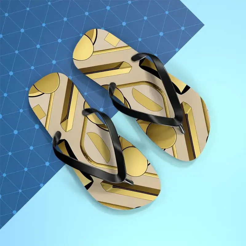 Gold Abstract Flip Flops Summer Vibes for Beach Parties