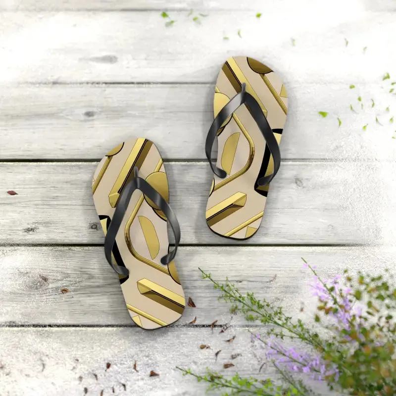 Gold Abstract Flip Flops Summer Vibes for Beach Parties