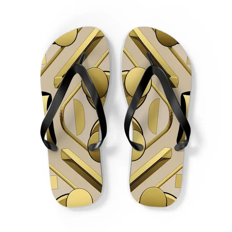 Gold Abstract Flip Flops Summer Vibes for Beach Parties