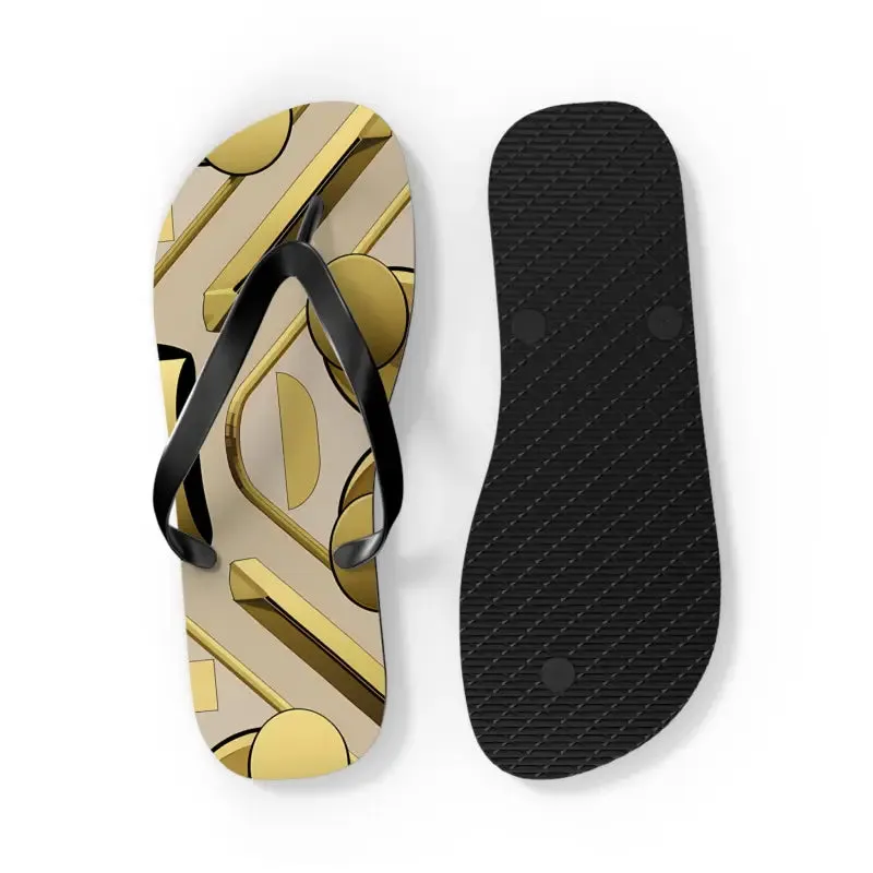 Gold Abstract Flip Flops Summer Vibes for Beach Parties