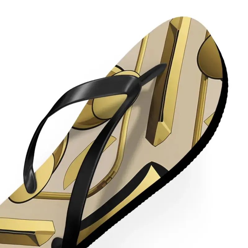 Gold Abstract Flip Flops Summer Vibes for Beach Parties