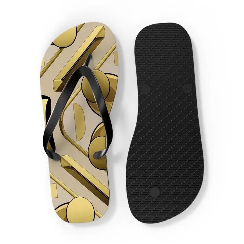Gold Abstract Flip Flops Summer Vibes for Beach Parties